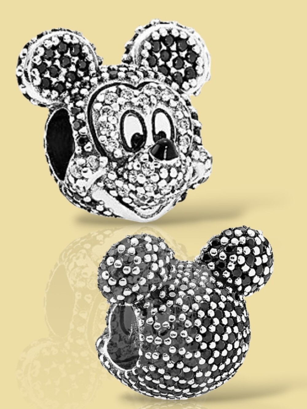 Pandora Sterling Silver Disney Black Sparkling Mickey Mouse Portrait Charm